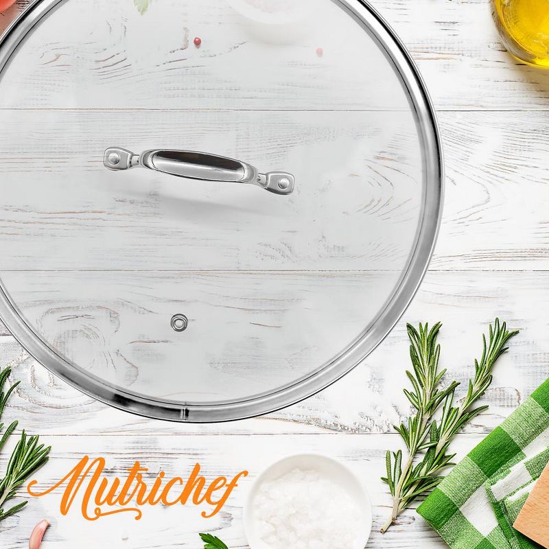 NutriChef Cookware Stockpot Lid - See-Through Tempered Glass Lids (Works with Model: NCSP16), 5 of 6