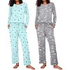 Ekouaer 2 Pack Women's Pajama Set Long Sleeve Top with Jogger Pants Lounge Sets Sleepwear Loungewear with Pockets - 4 of 4