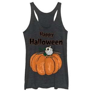 Women's Star Wars The Last Jedi Happy Halloween Porg Racerback Tank Top - 1 of 3
