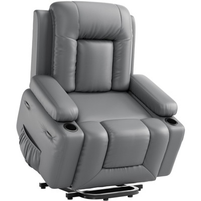 Power Lift Faux PU Recliner Chair - Heat and Massage, Adjustable Back & Legs, Heavy Duty Lift Sofa for Seniors, for Elderly and Mobility Impaired