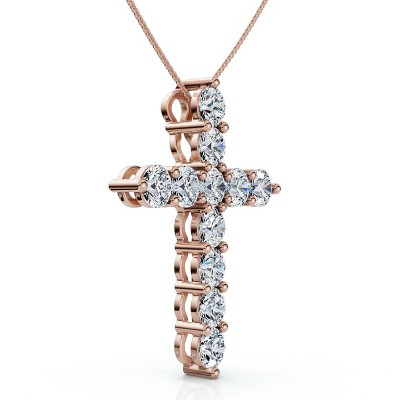 Pompeii3 2Ct TW Diamond Cross Women's Necklace 14k Gold Lab Created