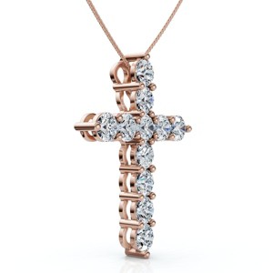 Pompeii3 2Ct TW Diamond Cross Women's Necklace 14k Gold Lab Created - 1 of 2