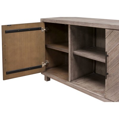 Gray 60" Transitional Wood TV Console with Cabinet