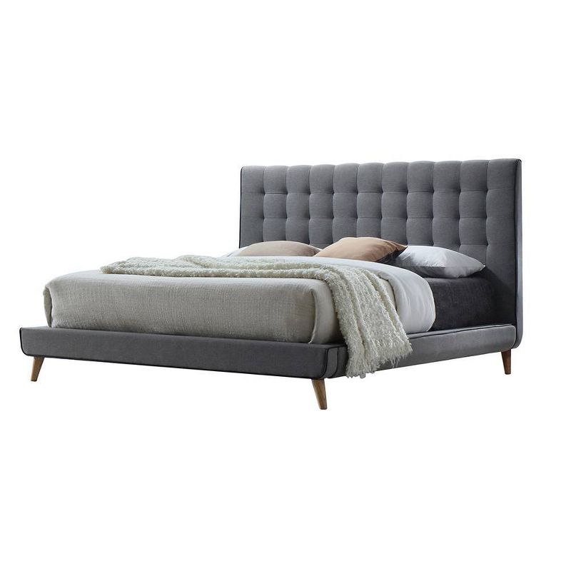 Valda 89&#34; Eastern King Bed Light Gray Fabric - Acme Furniture, 6 of 7