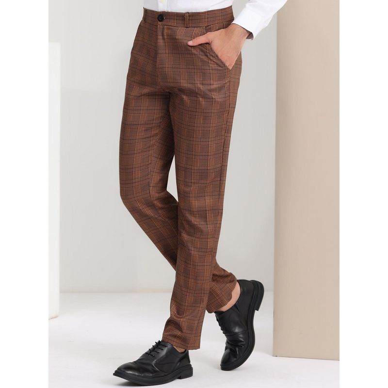 Lars Amadeus Men's Plaid Dress Classic Fit Formal Checked Trousers, 2 of 7