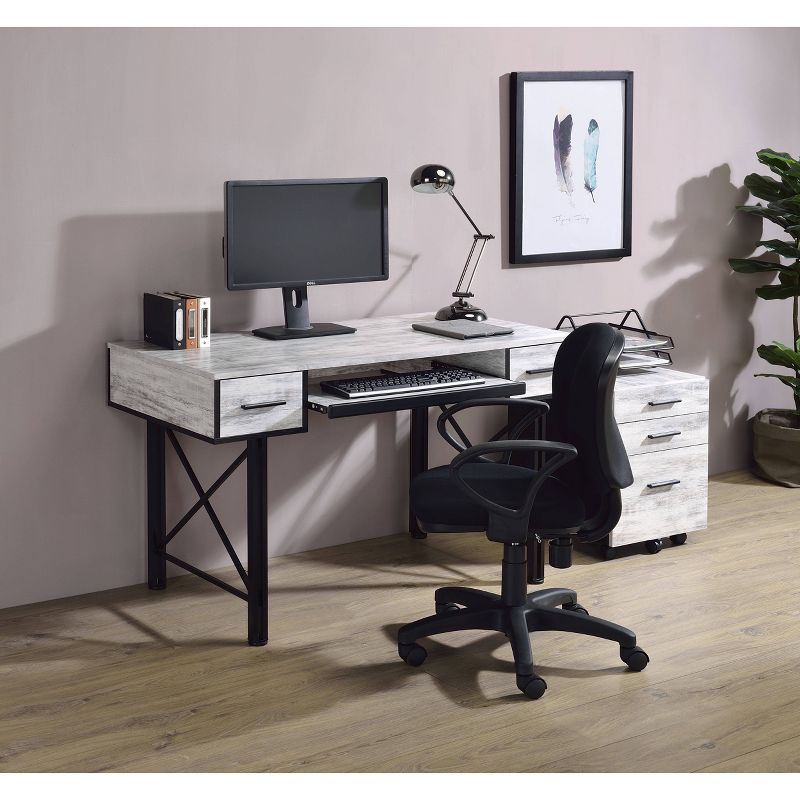 Settea Writing Desk Weathered White/Black - Acme Furniture, 3 of 7
