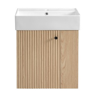 COWLOWN 21.6 inch Modern Floating Bathroom Vanity ,Perfect for Small Bathrooms, Right side storage,Black - 1 of 4