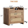 2-Piece Night Stand with Charging Station – Farmhouse Wooden Bedside Table, 2 Rattan Storage Drawers for Bedroom - 4 of 4