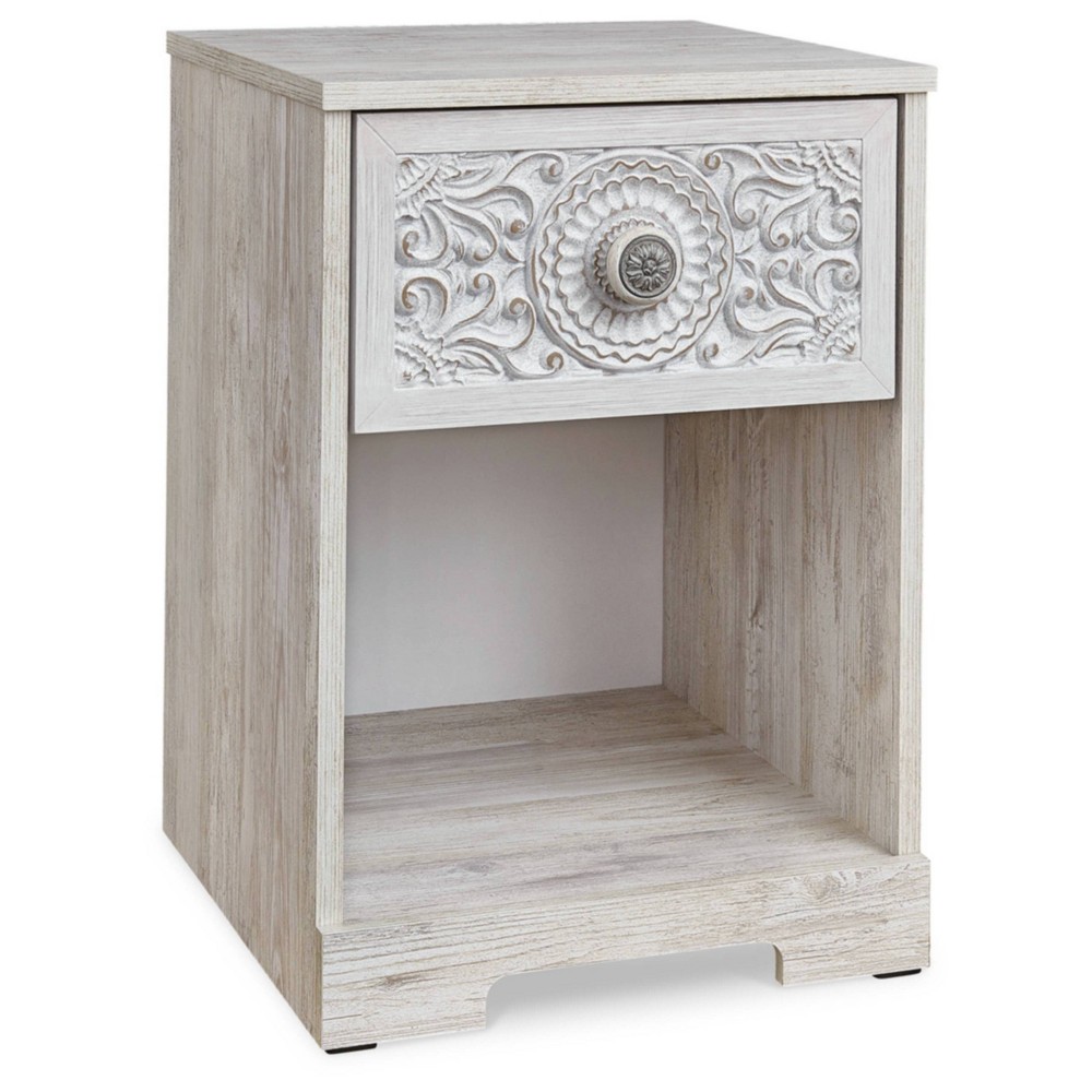 Photos - Storage Сabinet Paxberry Nightstand White - Signature Design by Ashley: Coastal Style, Sto