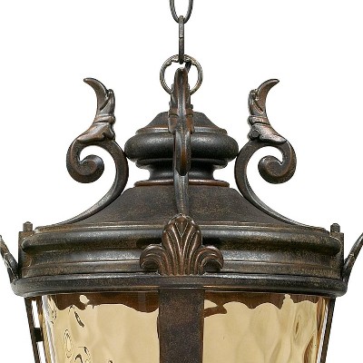 Bronze Finish Outdoor Pendant Light with Champagne Glass