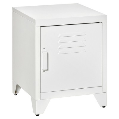 HOMCOM Industrial End Table, Living Room Side Table with Locker-Style Door and Adjustable Shelf