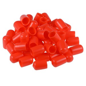 Unique Bargains Rubber Vinyl Round Tube Bolt Thread Protectors End Caps Cover Red 50 Pcs - 1 of 3