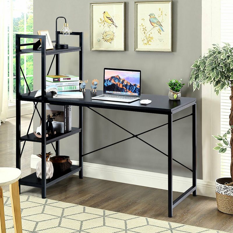 Costway 47.5" Computer Desk Writing Desk Study Table Workstation With 4-Tier Shelves Black, 5 of 11