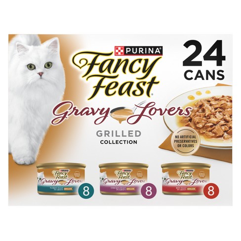 Purina Fancy Feast Gravy Lovers Chicken Turkey Beef Flavor Wet Cat Food Cans Variety Pack 3oz 24ct Target