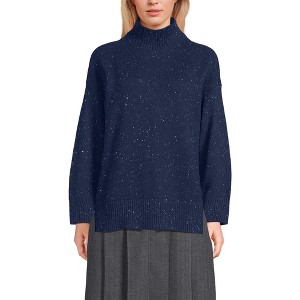 Lands' End Women's Dweller Split Hem Turtleneck Sweater - 1 of 3