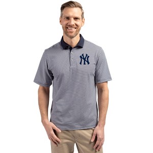 New York Yankees Cutter & Buck Virtue Eco Pique Micro Stripe Recycled Mens Polo - 1 of 1