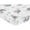 Sweet Jojo Designs Gender Neutral Baby Fitted Crib Sheet Sloth Blue Grey and White - 3 of 4