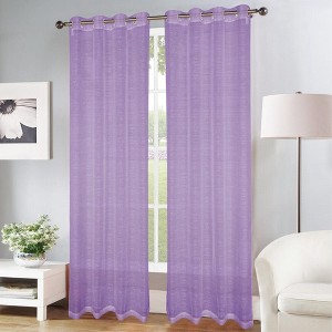 Olivia Gray Erica Doily Stripe Grommet Panel Pair - 54x90", Lilac - 1 of 4