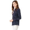 Allegra K Women's Printed Long Sleeve Piped Button Down Office Shirt - 4 of 4