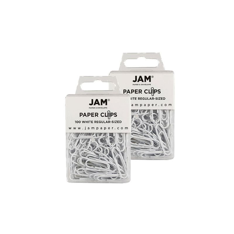 JAM Paper Small Paper Clips White 2 Packs of 100 (2183755a) 2183755A, 1 of 3