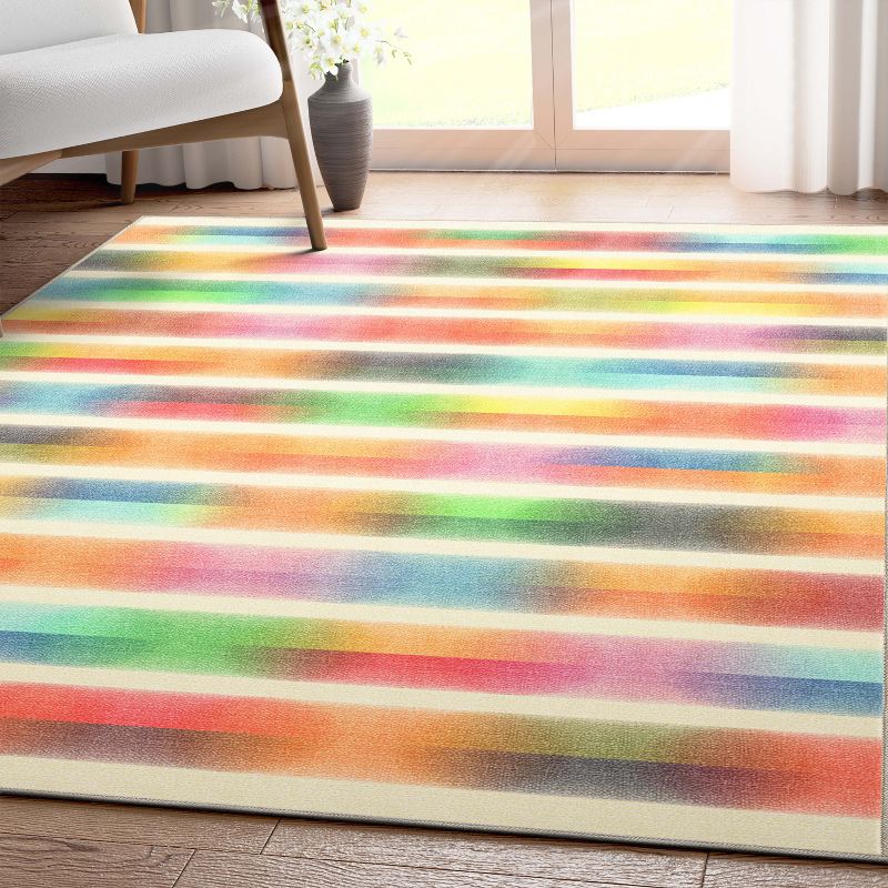 Well Woven Geometric Modern Washable Area Rug - Multi Color Bright Striped Gradient - For Living Room, Bedroom and Office, 2 of 8