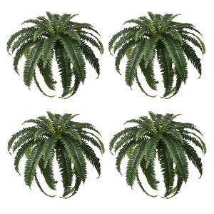 Potted Artificial Boston Fern Plants, Set of 4 Large 31" UV-Resistant Faux Ferns for Indoor Outdoor Porch Patio Greenery Decor - 1 of 4