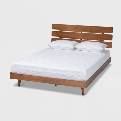 Queen Anzia Wood Platform Bed Walnut Baxton Studio Target