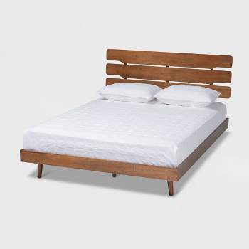 Queen Anzia Wood Platform Bed Walnut - Baxton Studio