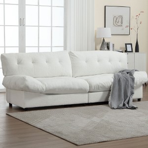 Cloud Style Teddy Velvet 2-Seater Modular Sofa with Comfy Padded Cushions and Plastic Feet - 1 of 4