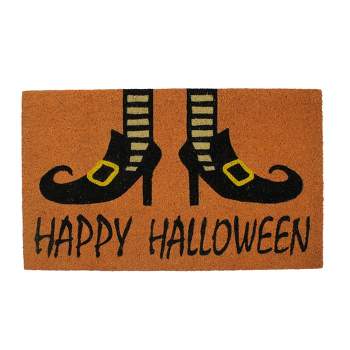 Northlight Wicked Witch Shoes "Happy Halloween" Coir Doormat 18" x 30"