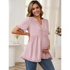 INSPIRE CHIC Women's Maternity Tops Boho Ruffled Notched Neck Short Sleeve Shirts Flowy Blouses - 2 of 4