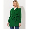 INSPIRE CHIC Women's Notch Lapel Double Breasted Belted Mid Long Outwear Winter Coat - 2 of 4