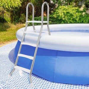 Costway 75.6" Above Ground Pool Ladder with Top Platform Non-slip Steps & Rounded Handrails - 1 of 4