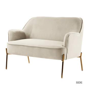 Aida Contemporary Velvet Loveseat Sofa  with Recessed Arms for Living Room and Bedroom and small spacce| Karat Home