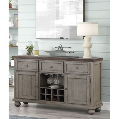 Modern Sideboard Buffet Cabinet with 3 Drawers, 2 Cabinets, Wine Bottle & Glass Storage  Stylish Home Bar Organizer