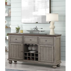Modern Sideboard Buffet Cabinet with 3 Drawers, 2 Cabinets, Wine Bottle & Glass Storage  Stylish Home Bar Organizer - 1 of 4