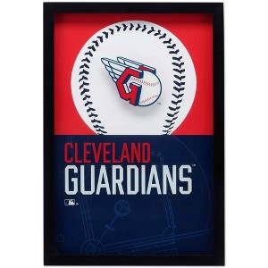 MLB Cleveland Guardians Baseball Logo Glass Framed Panel - 1 of 4