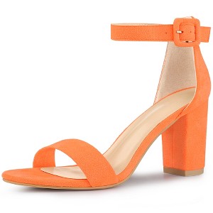 Allegra K Women's Back to College Open Toe Ankle Strap Chunky Heel Sandals - 1 of 4