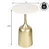 JONATHAN Y Pip 20.25" Classic Designer Metal Drink Table & Decorative End Table with White Marble Round Top & Bell Pedestal Base - 4 of 4