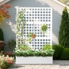 TOAOTBNBO Metal Raised Garden Bed with Square-Hole Trellis, Outdoor Planter Box for Climbing Plants, Galvanized Garden Box with Drainage Holes - 2 of 4
