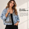 Women’s Leopard Patch Distressed Denim Jacket - Oversized Cropped ...
