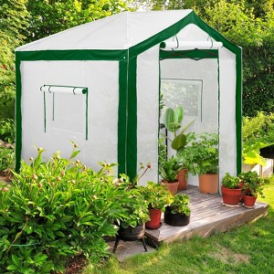 EAGLE PEAK 8 ' x 8 ' Portable Walk-in Greenhouse with Roll-up Zipper Entry Door and 3 Large Roll-Up Screen Windows - 1 of 4