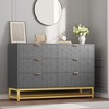 White 6-Drawer Dresser with Gold Handles - Modern Wood Chest for Bedroom, Closet & Nightstand Use - 2 of 4