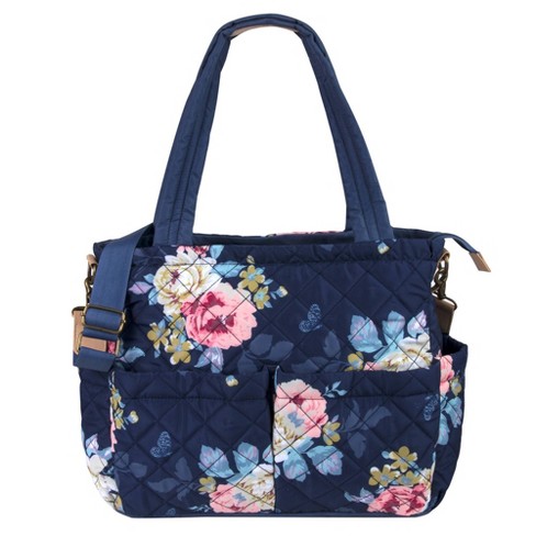 Baby Essentials Floral Backpack Diaper Bag Blue