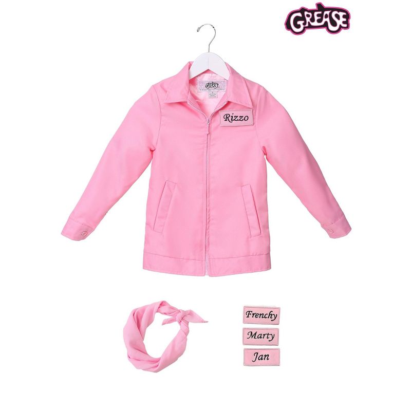 HalloweenCostumes.com Grease Girl's Pink Ladies Jacket Costume., 2 of 5