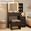 DobleePy Modern Vanity Desk with Sliding Mirror & LED Lights, 4 Drawers, 7 Shelves, Charging Station & Stool, Makeup Dressing Table for Bedroom - 3 of 4
