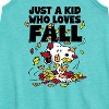 Girls' - Peanuts - Just A Kid Who Loves Fall Graphic Sleeveless Aline Dress - 2 of 4