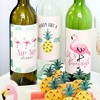Big Dot of Happiness Pink Flamingo - Party Like a Pineapple - Tropical Summer Party Decor for Women and Men - Wine Bottle Label Stickers - Set of 4 - 2 of 4
