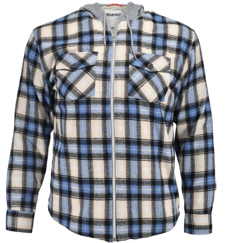 Blue flannel hoodie hot sale