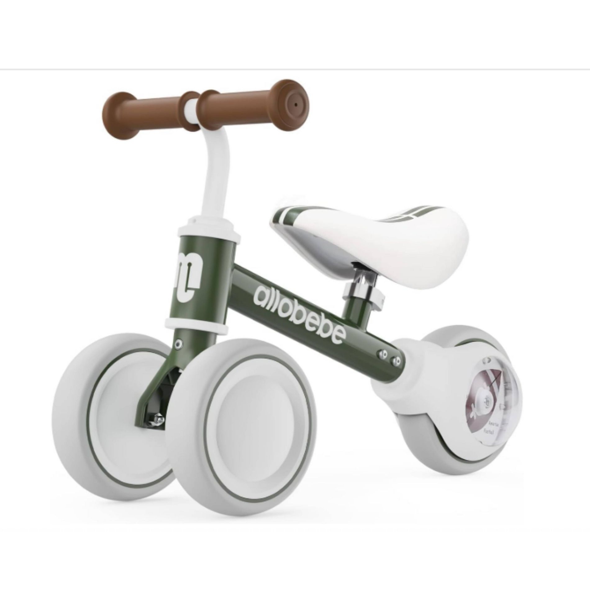 Allobebe Toddler Balance Ride-On Bike 3-Wheel 12-36 Months Adjustable Seat Quiet Wheels - Green